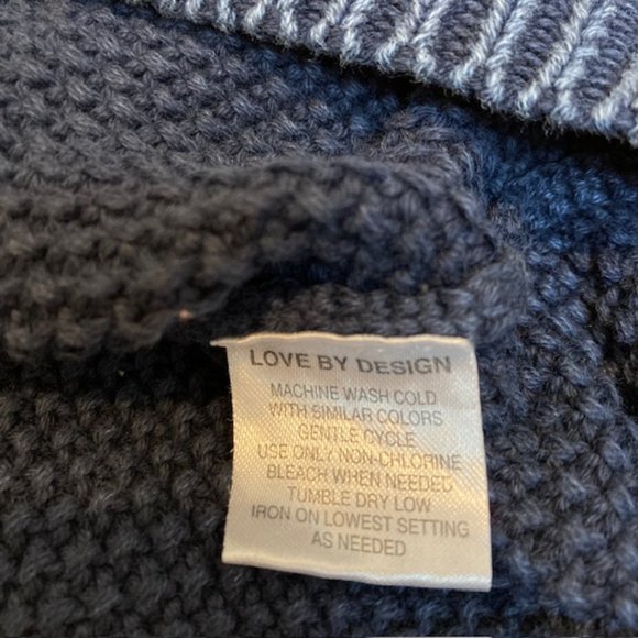 Love By Design cropped waffle texture cotton sweater in blue size S - Picture 4 of 6